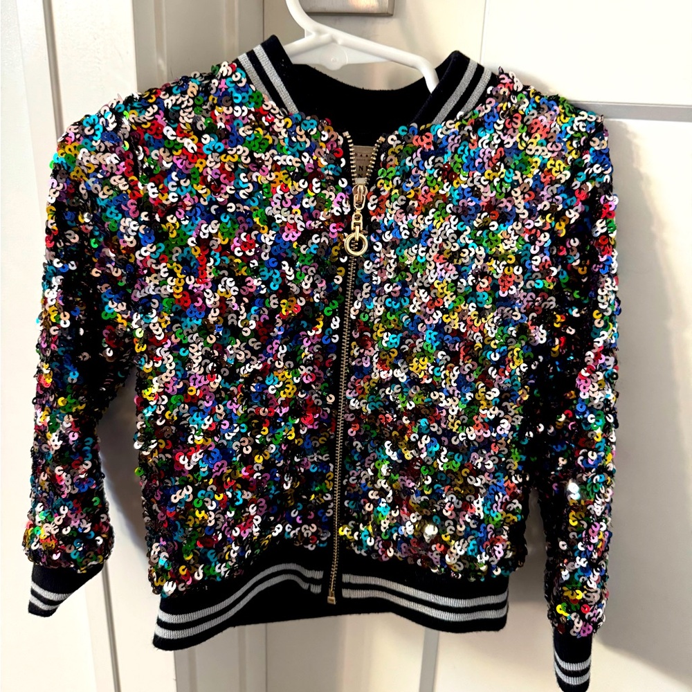 Hannah Banana Rainbow sequin bomber jacket